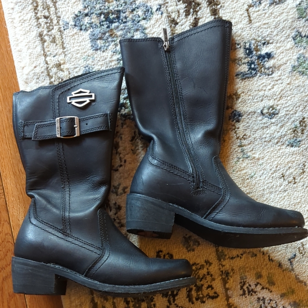 Harley-Davidson Black Riding Boots with Silver Accents